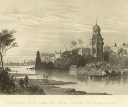 Military and munity mutiny views view of Delhi from the river Shewing the King's Palace, India,