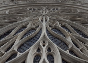 Start of construction 1220, rose window of the west façade, partial view of the connecting corridor