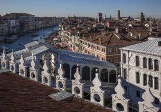 Venice, Grand Canal, view from the roof of the Fondaca dei Tedeschi to the west, on the right