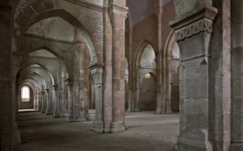 Fontenay Abbey Church north aisle to the east built 1139-47 north aisle to the east looking through