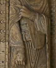 Bourges, Cathedral. South portal. Crowned saint on the left vault. Detail, St, Saint, Saint