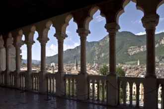 Italy Trento Castello del Buonconsiglio Loggia with city view