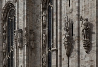 Built from 1386, south transept gable with sculptures and tracery frieze from various eras, St.,