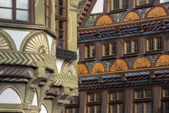 Höxter, half-timbered houses on the market square, on the left the old deanery from 1561