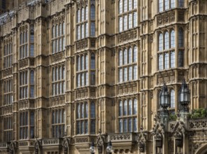 London, Houses of Parliament west façade detail built 1840-70 by Charles Barry and Augustus Pugin