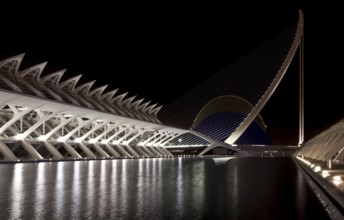 City of Arts and Sciences (cat./val. Ciutat de les Arts i de les Ciències), on the left MUSEO DE