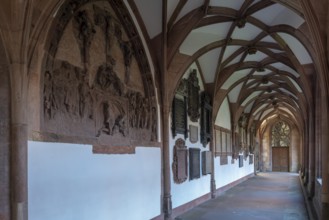 Basel, cathedral (Basel Minster), large cloister, west wing, in front the tomb of Wolfgang von