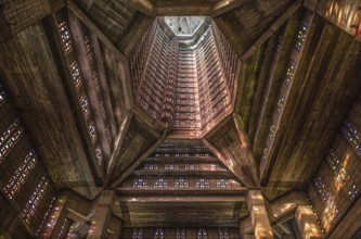 Le Havre, Church of St Joseph, 1950s by Auguste Perret, view of the interior of the tower, St,