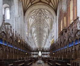 Winchester, Cathedral, view from the choir to the east with choir stalls