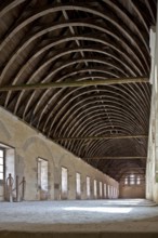 Fontenay former Cistercian monastery dormitory built 12th century interior facing south wooden roof