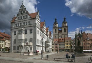 Luther city Wittenberg Market Square 6319 left Town Hall 16th century centre Towers of the town