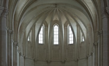 Pontigny Abbey Church High Choir. Vaults and windows of the high choir built 1145-1206, St., Sankt,