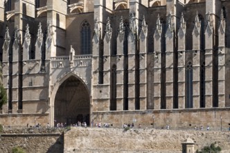 Majorca, Palma de Majorca, La Seu Cathedral, south side with buttress and south portal