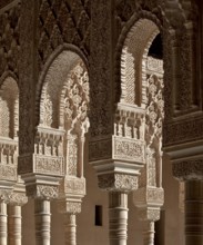 Nasrid Palace, Court of Lions, capitals and stuccoed pillars and arcades