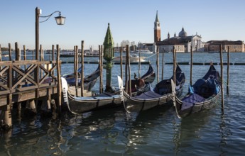 Italy Venice Piazzetta -499 Landing stage for gondolas in the background Monastery island of San