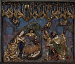 Main altar by Veit Stoß 1477-1489, left wing centre: Nativity of Christ, St., Saint, Saint