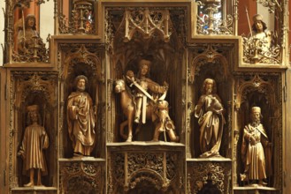 Carved altar, Saint Wendelin, Matthias, Martin, John the Baptist, Anthony the Hermit, St., St.,