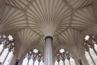 Wells, Cathedral, Chapter House, view into the vault