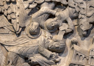 Souillac, former abbey church of Sainte-Marie, portal sculptures, relocated to the interior in the