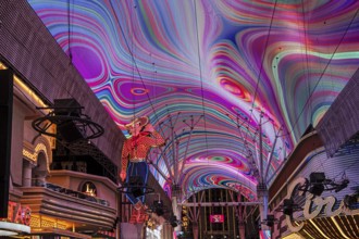 Vegas Vic-Cowboy and Freemont Street Experience Light Show, Las Vegas, Nevada, USA, North America