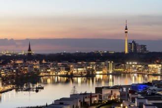 Dortmund, Phoenix-See, artificial lake on the former Phoenix-Ost steelworks site in Dortmund's