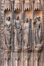 Strasbourg Cathedral, Cathédrale Notre-Dame de Strasbourg, northern west portal, wall figures: