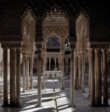 Nasrid Palace, Courtyard of the Lions (Patio de los Leones) View across the fountain to the east