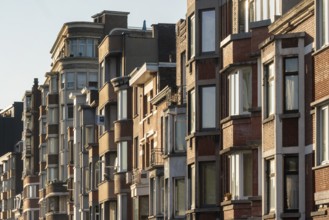 Liège, Liege, 1930s house facades in the Outremeuse district