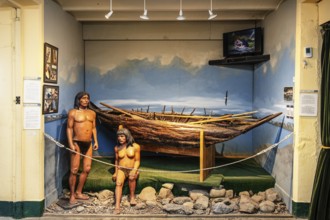 Aboriginal bark canoe from Tierra del Fuego in the Ethnographic Museum, Ushuaia, Argentina, South