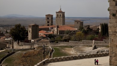 View from the castle of secular and sacred buildings second from left Tower of Santa María la Mayor