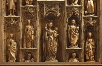 Carved altar, St Catherine, St Barbara, St Mary, St Margaret, St Dorothea, St Saint, Saint