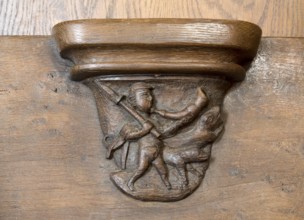 Late Gothic choir stalls with stag hunt, St., Saint, Saint