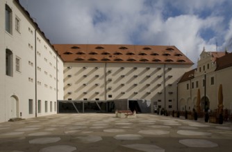 Freiberg/Saxony Freudenstein Castle courtyard with a view of the mountain archive