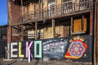 Wall painting, Elko, Nevada, USA, North America