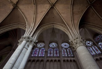 Frankr Auxerre Burgundy Cathedral St-Etienne 70200 Choir vault and stained glass windows of the