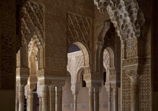 Nasrid Palace, Court of Lions, capitals and stuccoed pillars and arcades