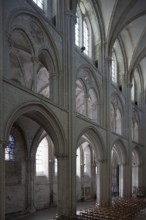 Fécamp Normandie Sainte-Trinité, built 1175-1220 southern nave wall partial view inside from