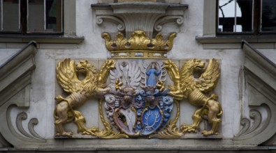 Coat of arms on the Old Castle, alliance coat of arms of the von Dohna and von Callenberg families