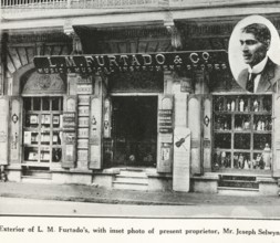 Catholic Community exterior of L. M. Furtado's with inset photo of present proprietor, Mr Joseph