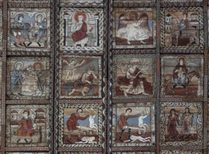 Zillis, village church of St Martin, Romanesque wooden ceiling with biblical depictions