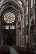 Strasbourg Cathedral, Cathédrale Notre-Dame de Strasbourg, interior, view to the west with the