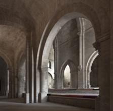 Cistercian monastery founded in 1144, church built 1175-1220, view from the north aisle to the