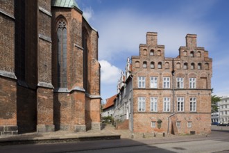 East view, on the left the Jakobikirche, St., Sankt, Saint