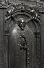 Epitaph in the southern side choir, black limestone (bluestone), Abbot Johannes von Gertzen (died