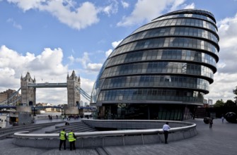 Completed in 2002 by Norman Foster and Partners, 45 metres high, view from the west in front of the