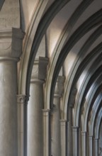 Constance, Minster, north aisle, Romanesque columns with Gothic vaulting