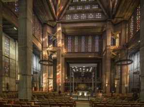 Le Havre, Church of St Joseph, 1950s by Auguste Perret, interior facing east, St, Saint, Saint