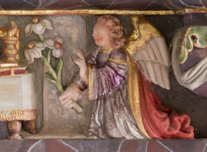 High altar, predella with angel of the Annunciation, St., Saint, Saint