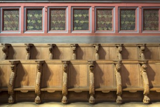 Brauweiler near Pulheim, St Nicholas Abbey Church, choir stalls with painted choir screens