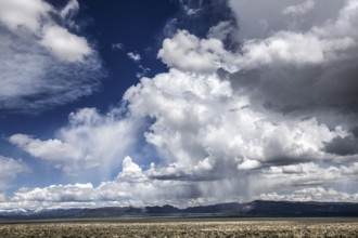 Wild thunderstorm and rain clouds over Highway 50, Loneliest Road in America, Ely, Nevada, USA,